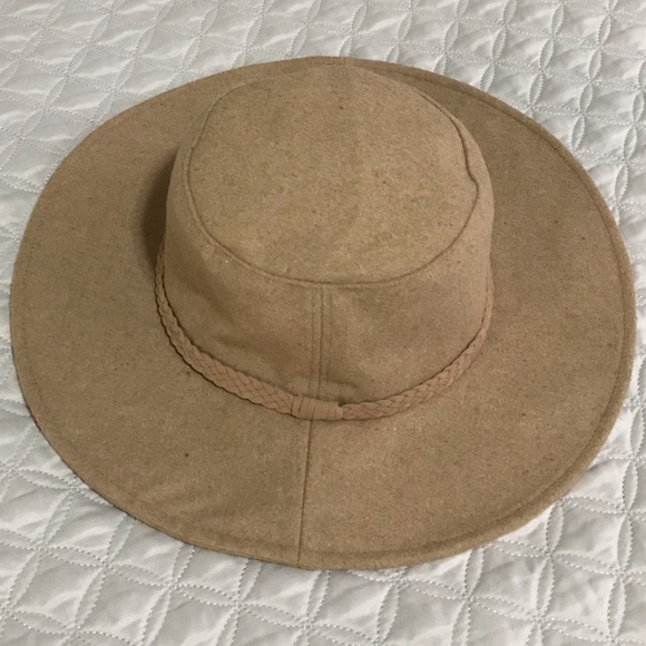 ASN Anthropologie Harper Felt Floppy Sun Hat Neutral Tan Anthro New NWT - Picture 4 of 7